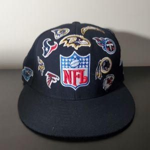 RARE NFL ALL OVER TEAM LOGO REEBOK FITTED HAT